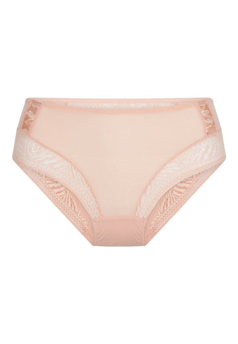Korkeavyötäröiset alushousut pitsisellä pepulla Lingadore Peach Nectar