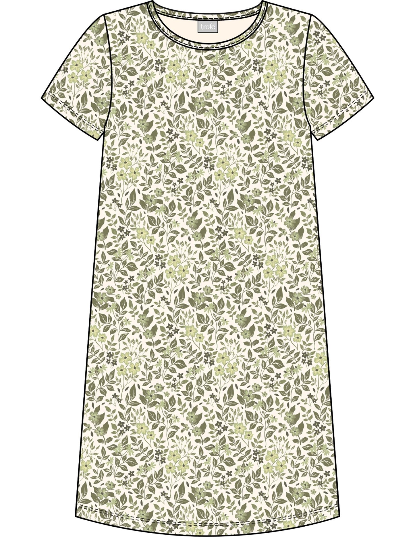 Paituli Trofe yöpaita Bloom vaalean vihreä