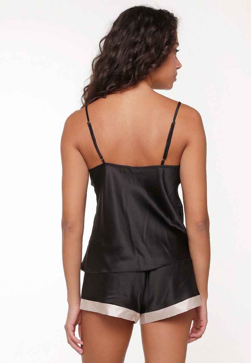 Satiininen Toppi ja Shortsit yöasu Lingadore Exclusives Musta-Shampanja