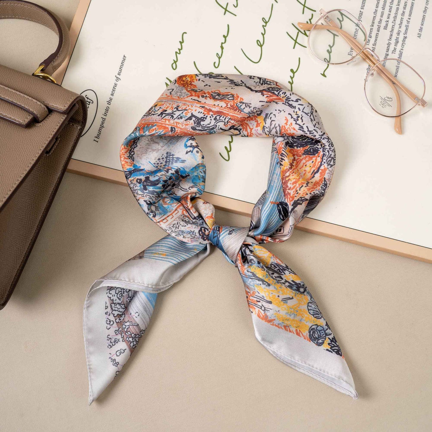 Naisten Huivi Satiininen ornamenttikuviolla
