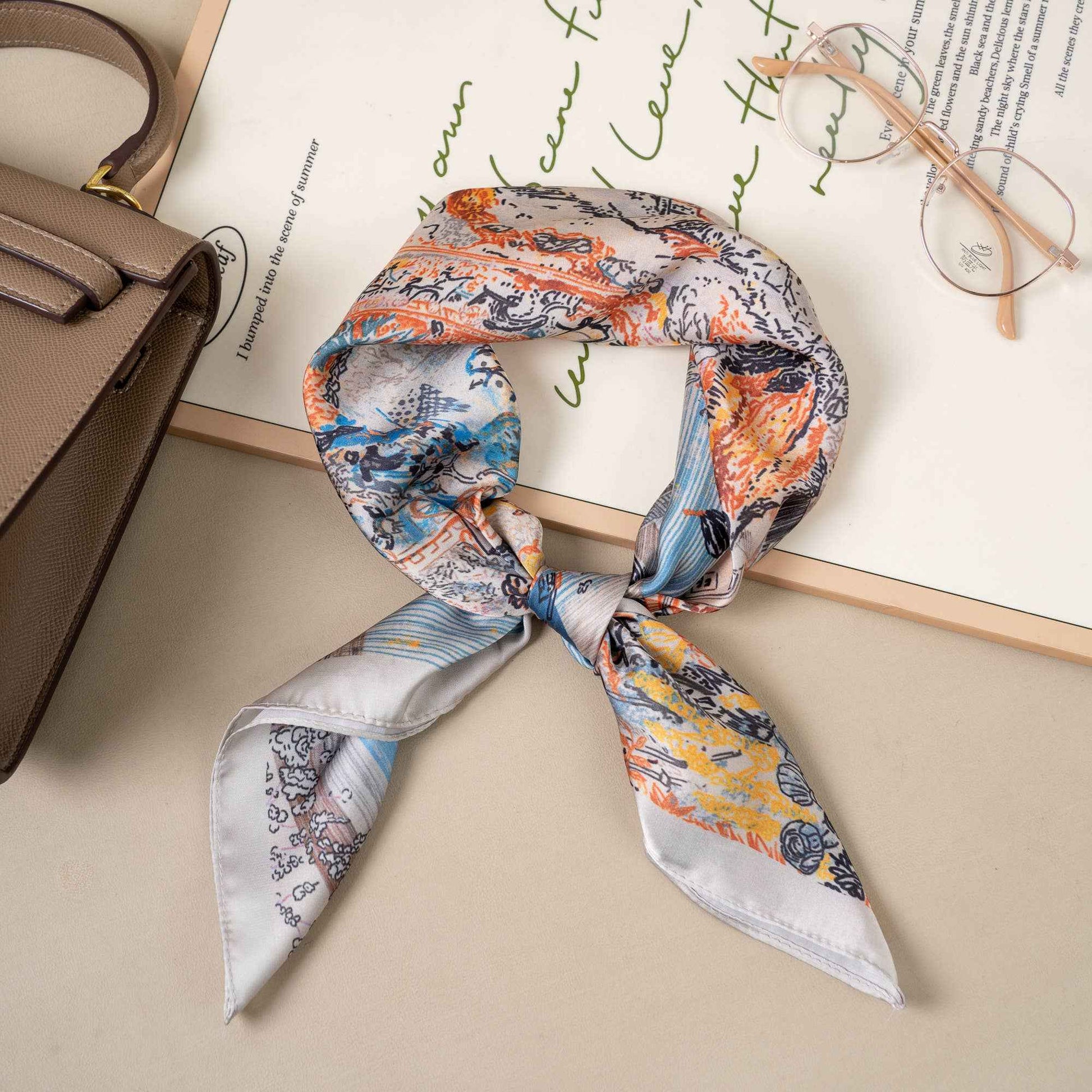 Naisten Huivi Satiininen ornamenttikuviolla