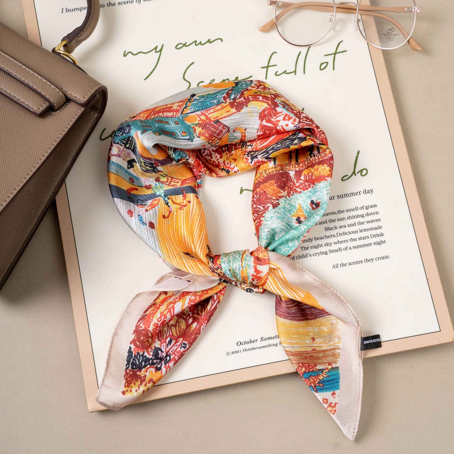 Naisten Huivi Satiininen ornamenttikuviolla