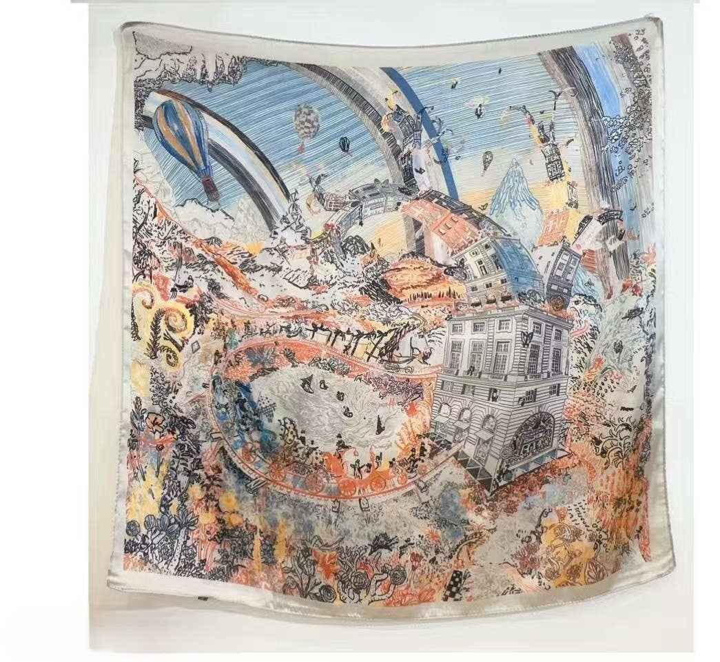 Naisten Huivi Satiininen ornamenttikuviolla