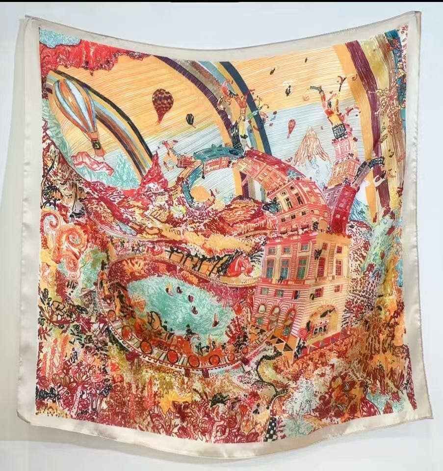 Naisten Huivi Satiininen ornamenttikuviolla