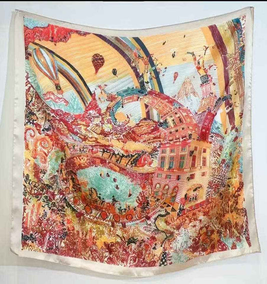 Naisten Huivi Satiininen ornamenttikuviolla