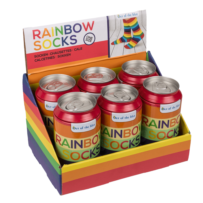 Nilkkasukat tölkissä, Rainbow, one size, 80% cotton