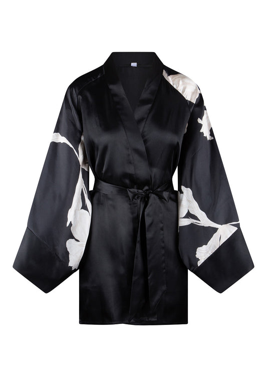 Kimono Lingadore Exclusives Musta kukkakuviolla