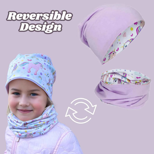 Käännettävä Lasten pipo ja tuubihuivisetti